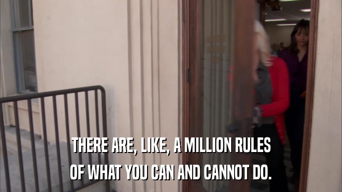 THERE ARE, LIKE, A MILLION RULES OF WHAT YOU CAN AND CANNOT DO. 