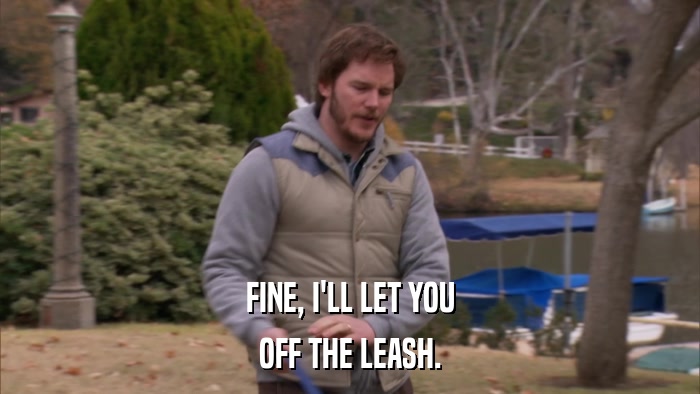 FINE, I'LL LET YOU OFF THE LEASH. 
