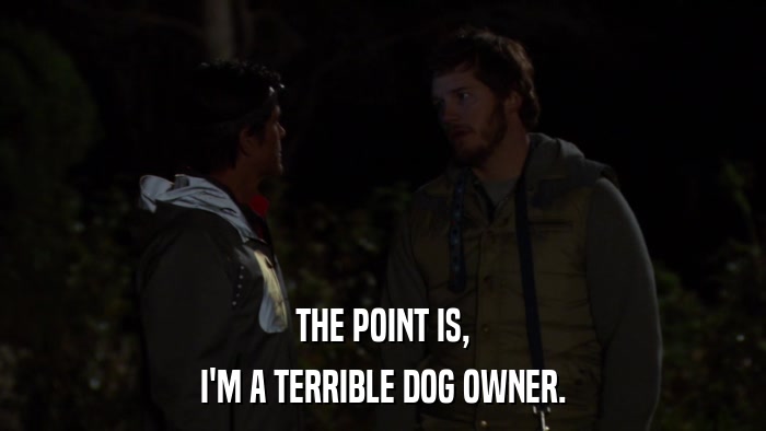 THE POINT IS, I'M A TERRIBLE DOG OWNER. 