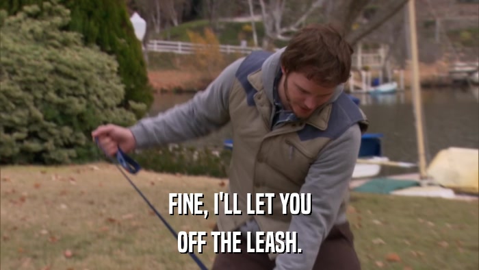 FINE, I'LL LET YOU OFF THE LEASH. 