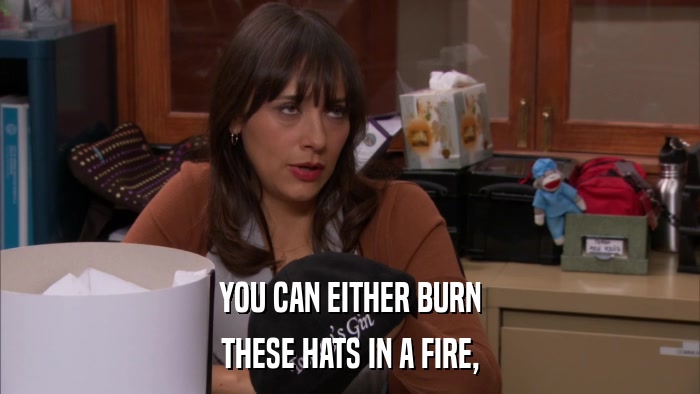 YOU CAN EITHER BURN THESE HATS IN A FIRE, 