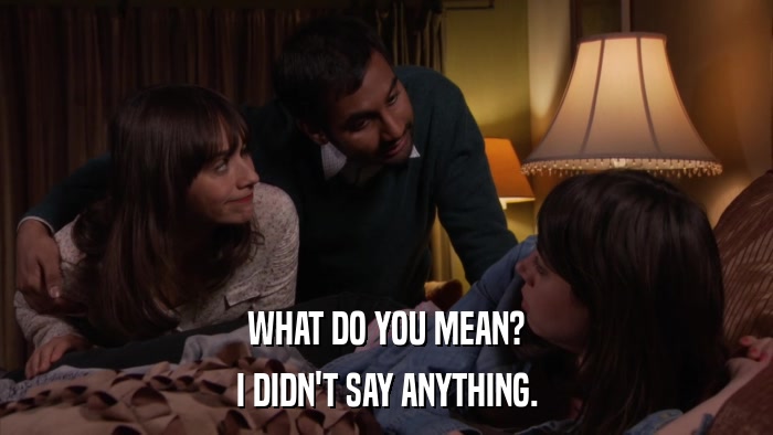 WHAT DO YOU MEAN? I DIDN'T SAY ANYTHING. 