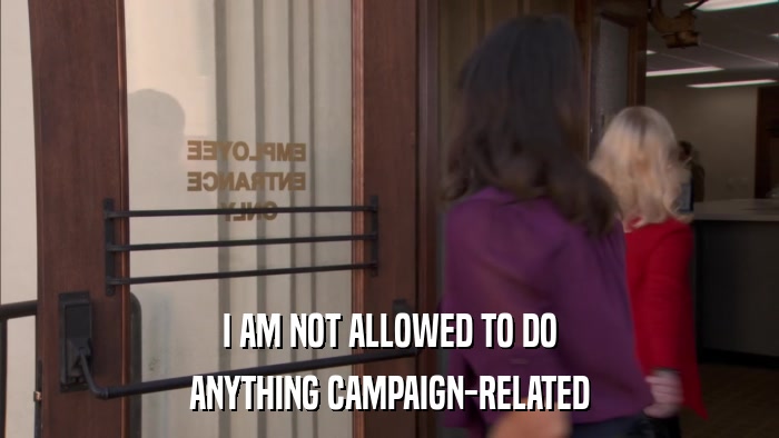 I AM NOT ALLOWED TO DO ANYTHING CAMPAIGN-RELATED 