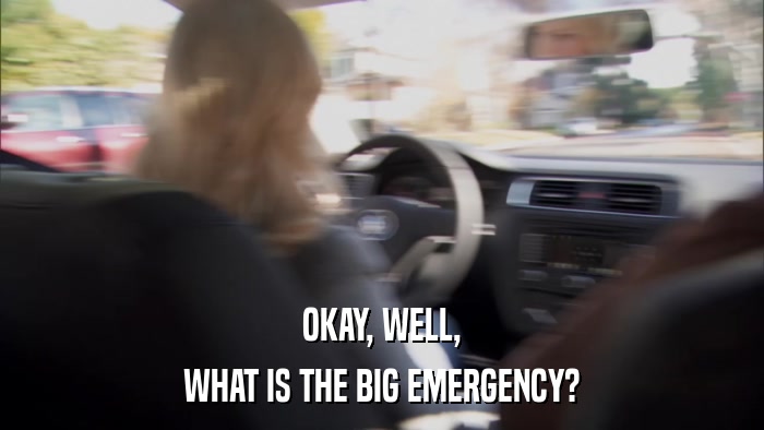 OKAY, WELL, WHAT IS THE BIG EMERGENCY? 