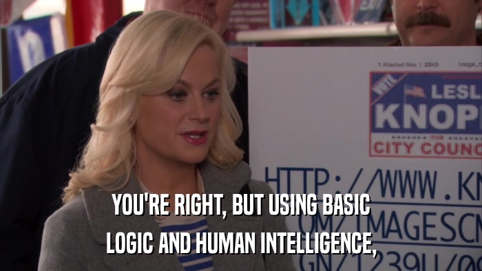 YOU'RE RIGHT, BUT USING BASIC LOGIC AND HUMAN INTELLIGENCE, 