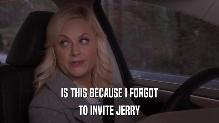 IS THIS BECAUSE I FORGOT TO INVITE JERRY 