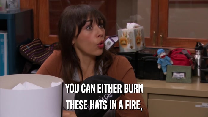 YOU CAN EITHER BURN THESE HATS IN A FIRE, 