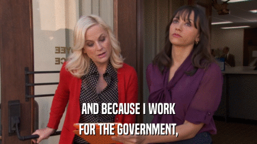 AND BECAUSE I WORK FOR THE GOVERNMENT, 