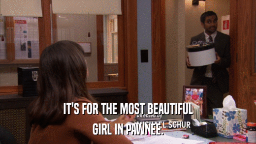 IT'S FOR THE MOST BEAUTIFUL GIRL IN PAWNEE. 