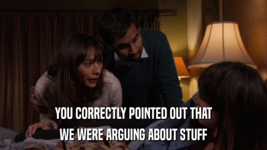 YOU CORRECTLY POINTED OUT THAT WE WERE ARGUING ABOUT STUFF 