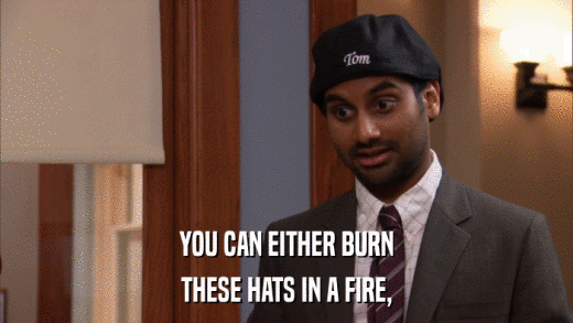 YOU CAN EITHER BURN THESE HATS IN A FIRE, 
