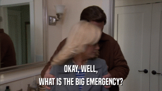 OKAY, WELL, WHAT IS THE BIG EMERGENCY? 