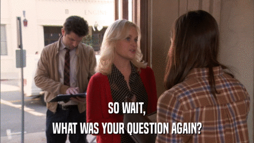 SO WAIT, WHAT WAS YOUR QUESTION AGAIN? 