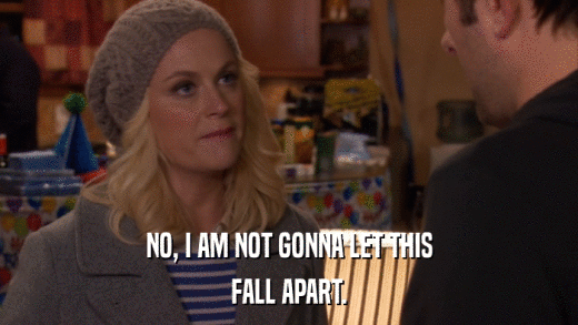 NO, I AM NOT GONNA LET THIS FALL APART. 