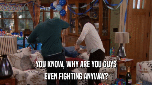 YOU KNOW, WHY ARE YOU GUYS EVEN FIGHTING ANYWAY? 