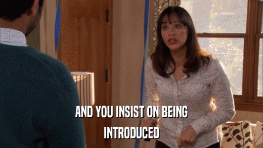 AND YOU INSIST ON BEING INTRODUCED 