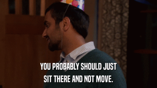 YOU PROBABLY SHOULD JUST SIT THERE AND NOT MOVE. 