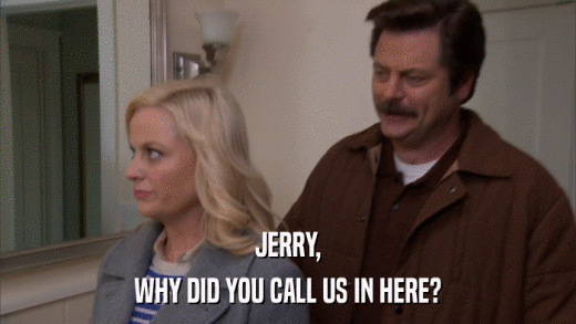 JERRY, WHY DID YOU CALL US IN HERE? 