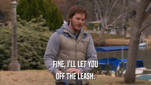 FINE, I'LL LET YOU OFF THE LEASH. 