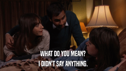 WHAT DO YOU MEAN? I DIDN'T SAY ANYTHING. 