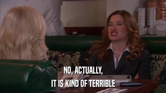 NO, ACTUALLY, IT IS KIND OF TERRIBLE 
