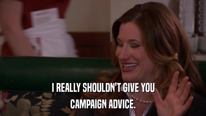 I REALLY SHOULDN'T GIVE YOU CAMPAIGN ADVICE. 