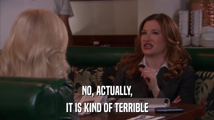 NO, ACTUALLY, IT IS KIND OF TERRIBLE 