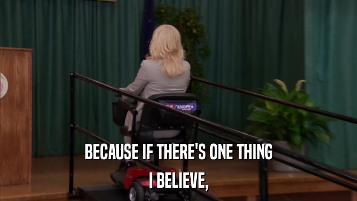 BECAUSE IF THERE'S ONE THING I BELIEVE, 
