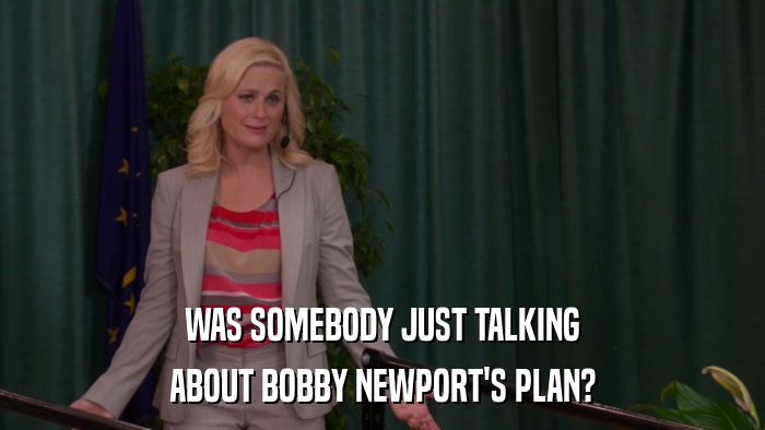 WAS SOMEBODY JUST TALKING ABOUT BOBBY NEWPORT'S PLAN? 