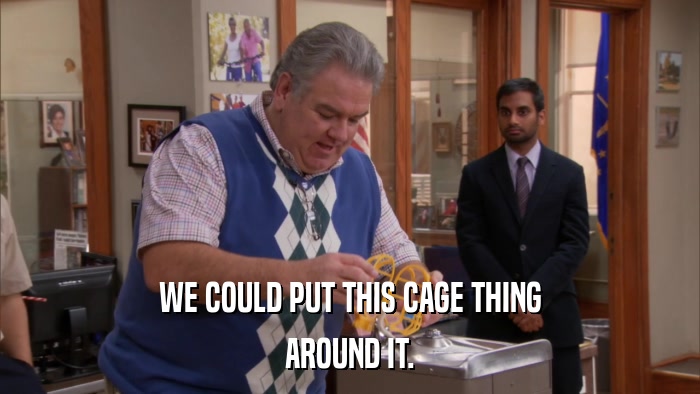 WE COULD PUT THIS CAGE THING AROUND IT. 