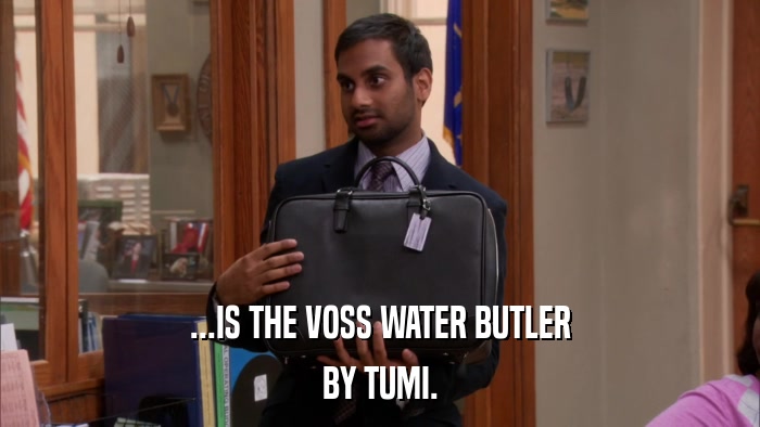 ...IS THE VOSS WATER BUTLER BY TUMI. 
