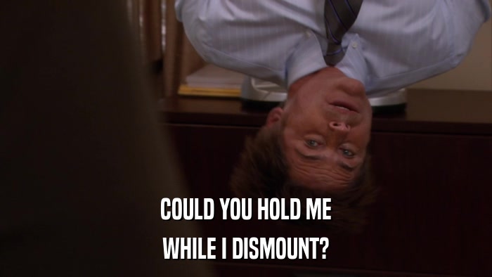 COULD YOU HOLD ME WHILE I DISMOUNT? 