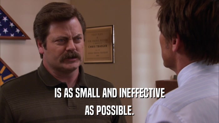 IS AS SMALL AND INEFFECTIVE AS POSSIBLE. 