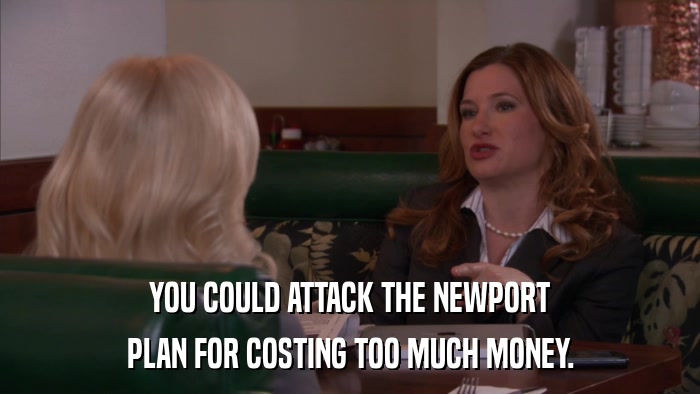 YOU COULD ATTACK THE NEWPORT PLAN FOR COSTING TOO MUCH MONEY. 