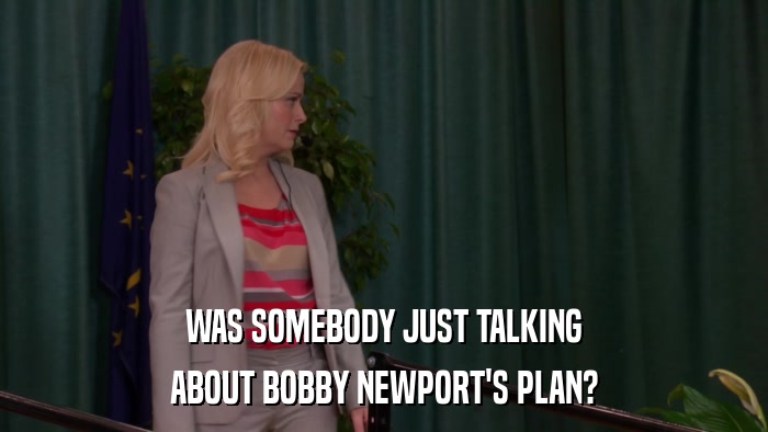 WAS SOMEBODY JUST TALKING ABOUT BOBBY NEWPORT'S PLAN? 