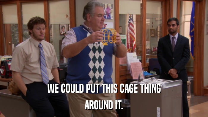 WE COULD PUT THIS CAGE THING AROUND IT. 