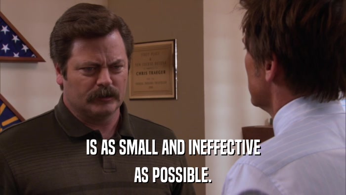 IS AS SMALL AND INEFFECTIVE AS POSSIBLE. 
