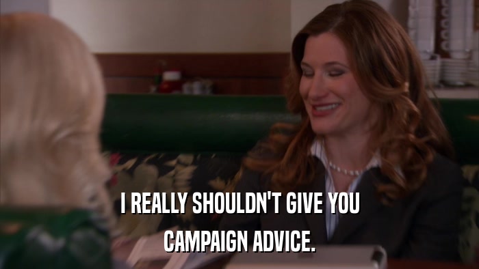 I REALLY SHOULDN'T GIVE YOU CAMPAIGN ADVICE. 