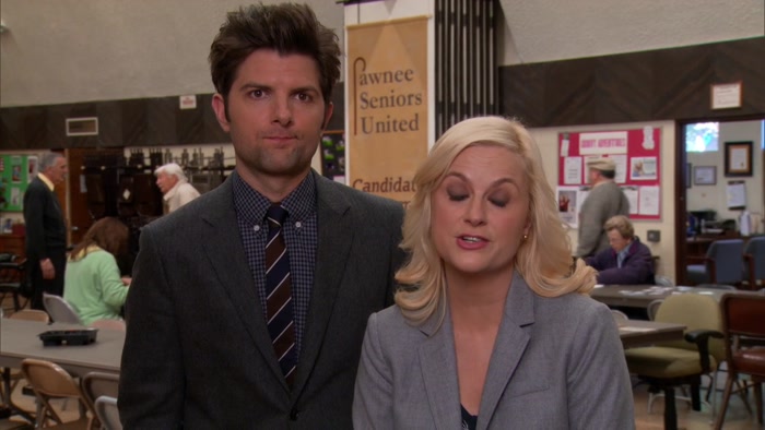HE'S THE PRESIDENT OF PAWNEE SENIORS UNITED. 