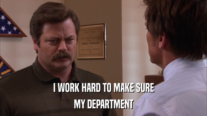 I WORK HARD TO MAKE SURE MY DEPARTMENT 