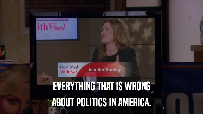 EVERYTHING THAT IS WRONG ABOUT POLITICS IN AMERICA. 