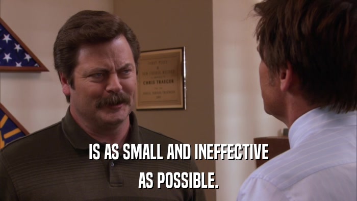 IS AS SMALL AND INEFFECTIVE AS POSSIBLE. 