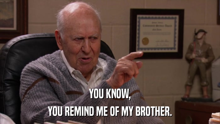 YOU KNOW, YOU REMIND ME OF MY BROTHER. 