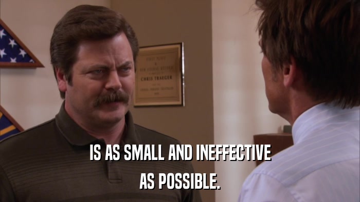 IS AS SMALL AND INEFFECTIVE AS POSSIBLE. 