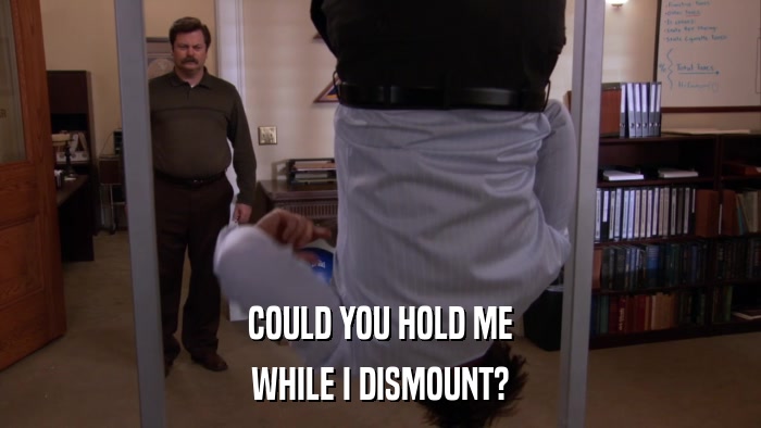 COULD YOU HOLD ME WHILE I DISMOUNT? 