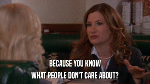 BECAUSE YOU KNOW WHAT PEOPLE DON'T CARE ABOUT? 