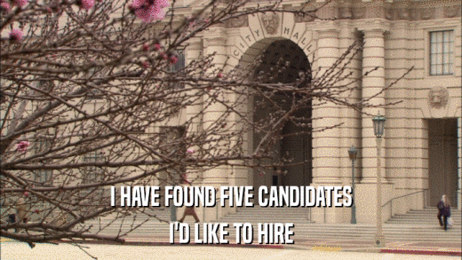 I HAVE FOUND FIVE CANDIDATES I'D LIKE TO HIRE 