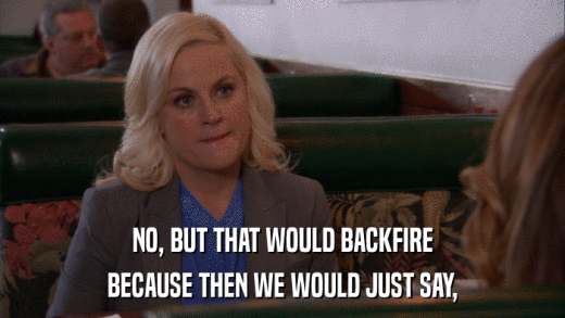 NO, BUT THAT WOULD BACKFIRE BECAUSE THEN WE WOULD JUST SAY, 