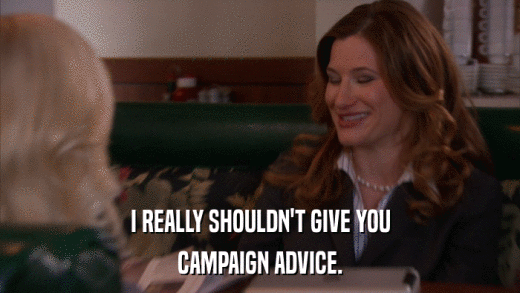 I REALLY SHOULDN'T GIVE YOU CAMPAIGN ADVICE. 