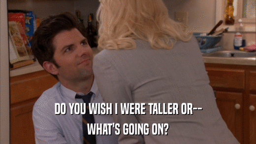 DO YOU WISH I WERE TALLER OR-- WHAT'S GOING ON? 